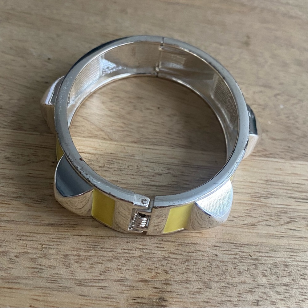 Silver and Yellow Studded Bangle Bracelet - Picture 13 of 17